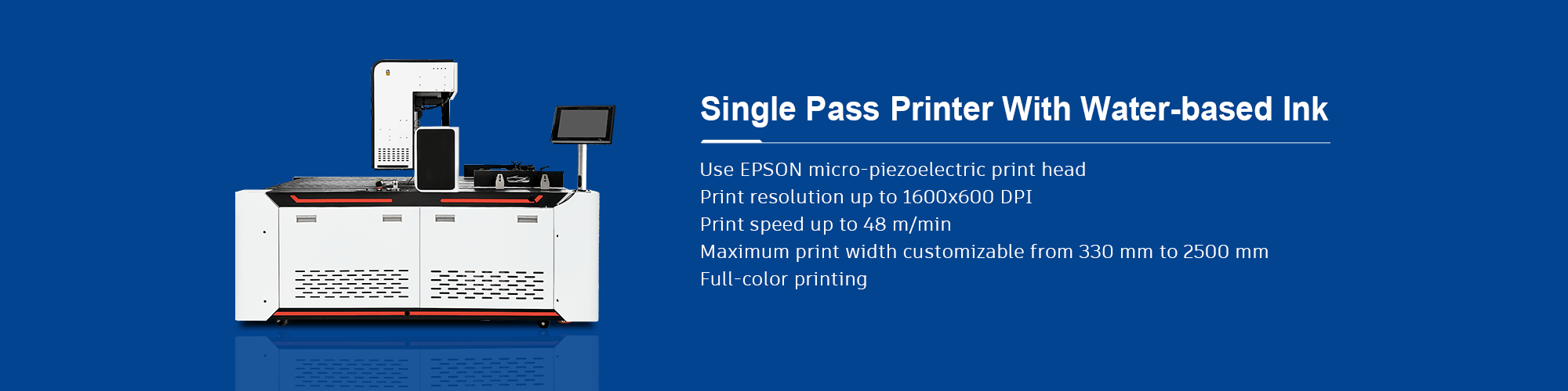 Water-based ink single pass printer